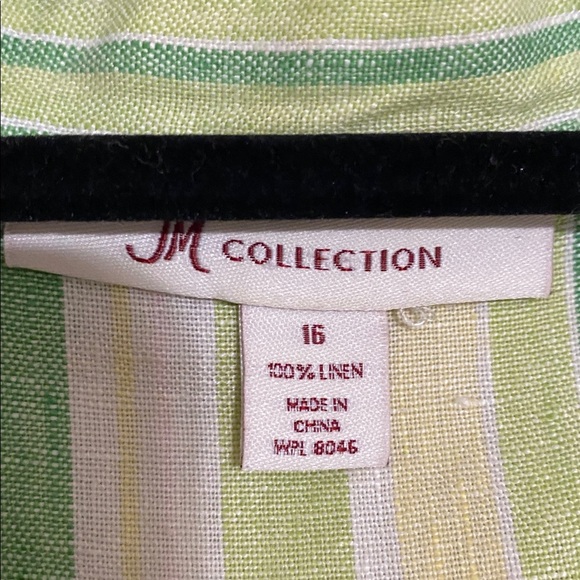 Coldwater Creek shirt blouse women 16 Green Leaf striped linen bundle of 2 fall - Picture 12 of 14